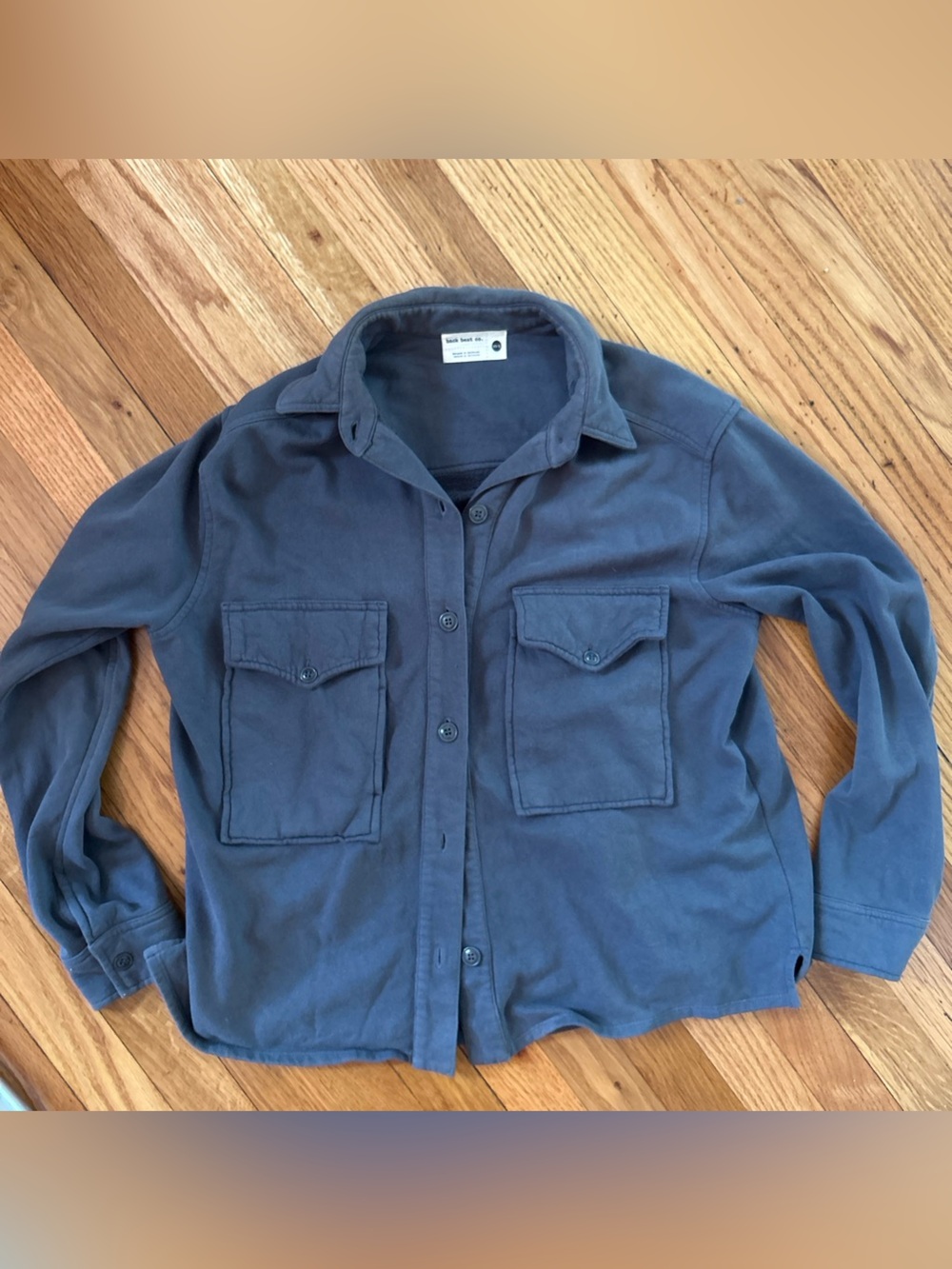 Back Beat Co. Button-Up Shirt Jacket in Slate Blue